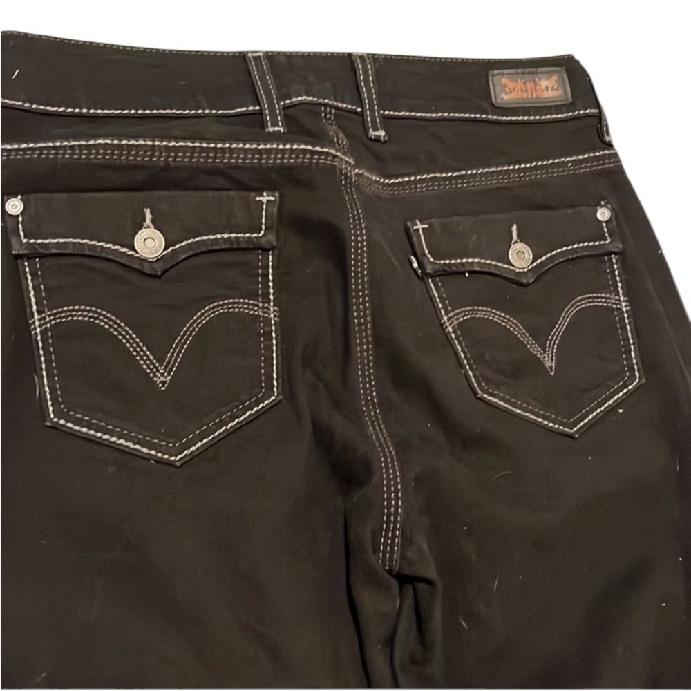 Levi’s size 12 black cropped  high waist jeans stretch wide leg denim